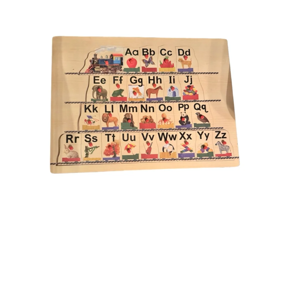 Vintage Wooden Puzzles The learning Journey Pets. Alphabet Puzzle with pictures
